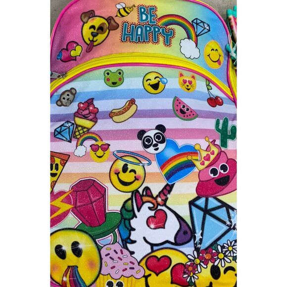Emojination Girls Backpack Water Bottle Case Emojis School Pencil Case Wallet - Picture 2 of 7